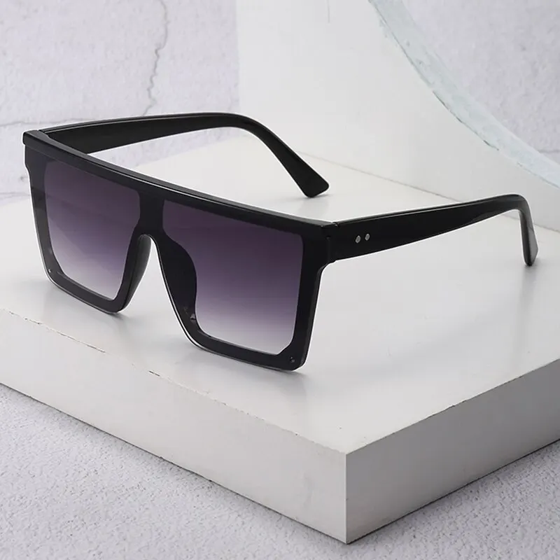 Retro-Sonnenbrille mit großem Rahmen für Damen, Marke, schwarz, quadratisch, Farbverlauf, Uv400, coole Herren-Sonnenbrille, einteilig, Designer 2023 Image