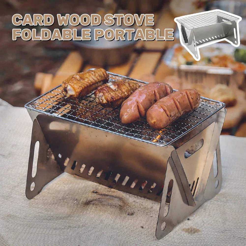 Outdoor Camping Winddichte Holzöfen Zusammenklappbare Grills Ofen Tragbare Picknicköfen Kochgasbrenner Grillgrill Image