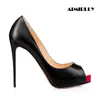 Mode Damenschuhe Peep Toe High Heels Plattform Pumps Red Toe Stilettos Damen Abend Party Schuhe schwarz maßge schneiderte Schuhe
