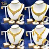 Luxus indische 24 Karat Gold Farbe Halskette Set für Frauen Hochzeits feier Geschenke Bankett afrikanischen großen Anhänger Halsreif äthiopischen Schmuck Set