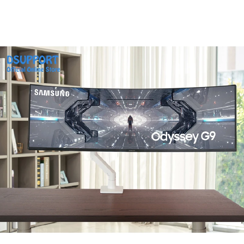 S500 Aluminium-Gasdruckfederarm 34-49 Zoll Gebogener Bogen-Monitorarm für Samsung Odyssey Neo G9/G7 Großbildschirm-Ständer Image