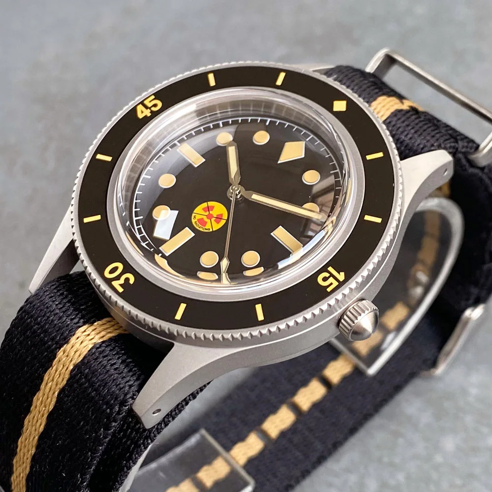 Tandorio 50-Fathoms NH35A Taucheruhr, Blase, Saphirglas, nicht strahlend, Vintage, wasserdichte Armbanduhr, 120 Klickslünette, Stahl Image