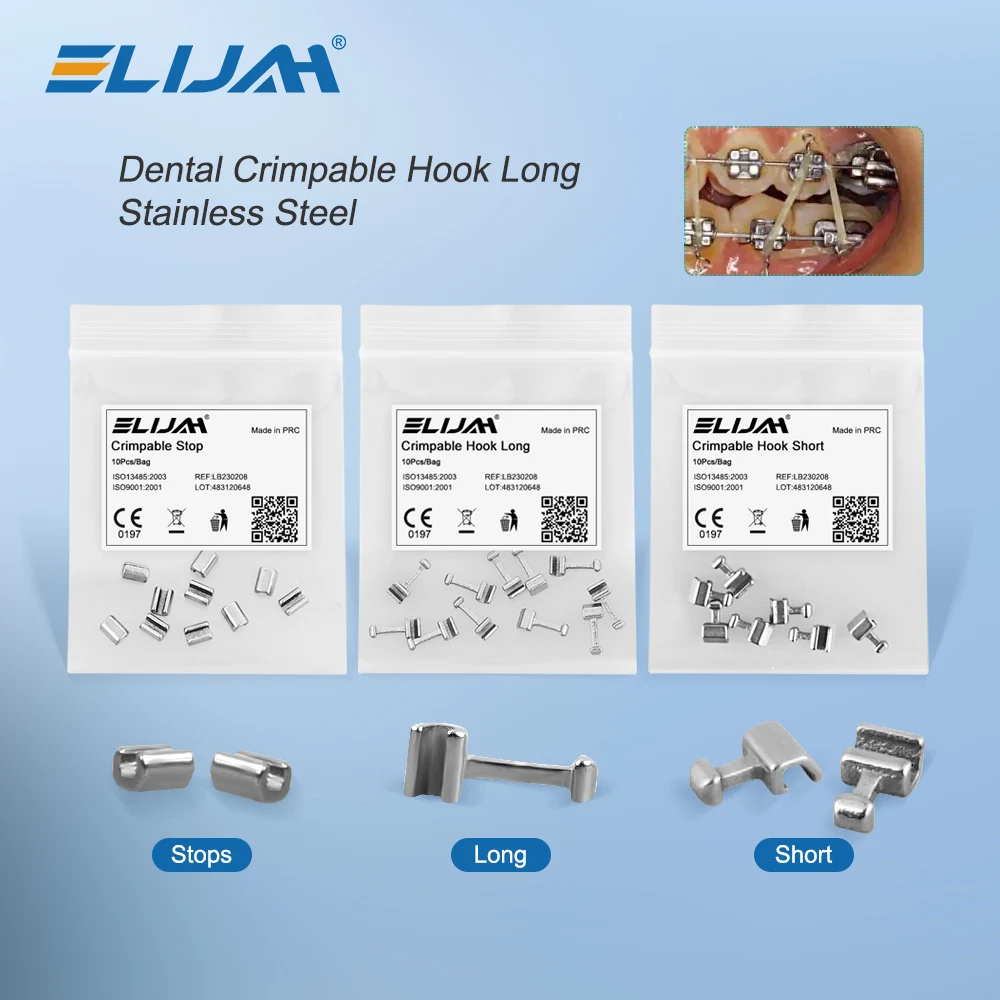 10 Teile/beutel Dental Kieferorthopädische Crimpbare Haken Denspay 3 Typ Edelstahl Haken Feste Auf Zähne Bogen Drähte Zahnarzt Materialien Image
