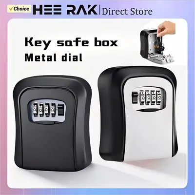 HEE RAK Key Lock Box 4-stelliges Passwort ABS Metallzifferblatt Speichermanagement Diebstahlsicherer Wandmontierter Safe mit großem Raum