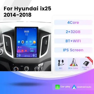 Wireless Car-Play Auto für Tesla-Bildschirm Android 13 für Hyundai Creta ix25 2013-2017 Autoradio Multimedia-Recorder GPS Stereo-RDS Auto GPS Multimedia Radio, 8-Kern DSP ohne DVD Player, 2Din Stereo