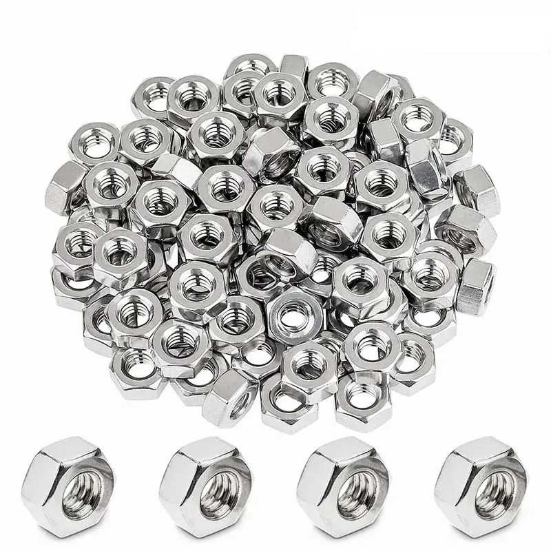 50 Stück 1/4"-20 Edelstahl-Sechskantmutter, Edelstahl (304) 18-8 Muttern Image