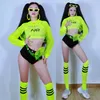 Fluoreszenz Grün Netto Tops Weste Jazz Hip-Hop Dance Kleidung Für Frauen Nachtclub Dj Zeigen Kostüme Gogo Tänzerin Outfits DNV15341