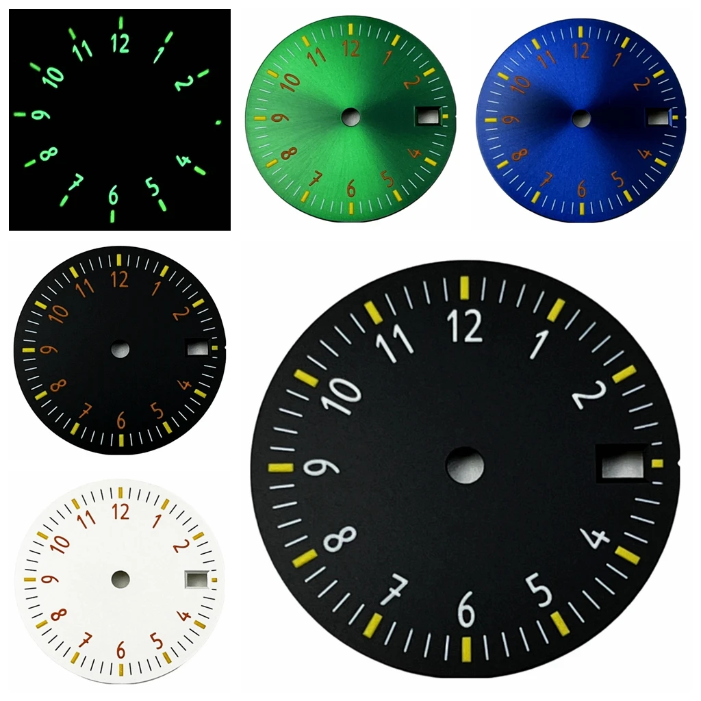 Nh35 29mm Zifferblatt steriles Zifferblatt grün leuchtende Passform nh35 3/3,8 Uhr Krone Automatik werk Uhr Zubehör Teile Image