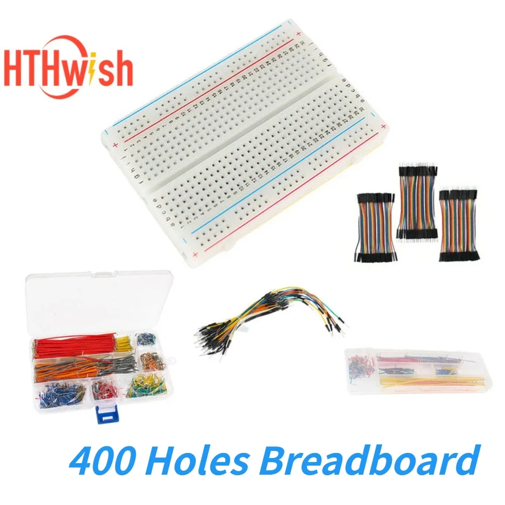 400 Verbindungspunkte, lötfreies Steckbrett-Set, PCB, 140 Stück/840 Stück, 14 Längen, Überbrückungsdraht, Dupont-Leitung, 10 cm, DIY Mini-Test-Protoboard-Kit Image