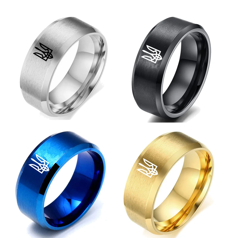 Edelstahl ring ukrainischer nationaler Montage ring Gott segne ukrainischer personal isierter anfänglicher Gravur ring Image