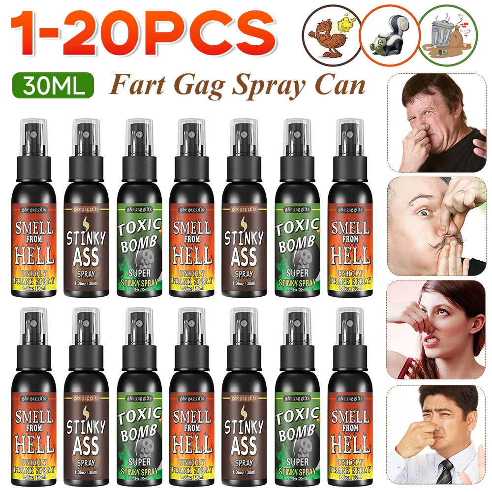 1-20 stücke Furz knebel Spray Streich Witz Kunststoff stinkend stinkende Spray dose 30ml Furz Spray Stink Bombe Halloween Dekoration Party liefert Image