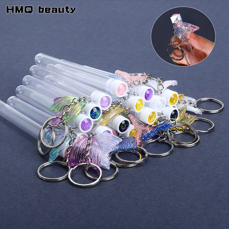 5/10pcs wieder verwendbare Wimpern bürsten röhre mit Schlüssel ring Fischschwanz dekoration Wimpern verlängerung staub dichte Mascara Zauberstab Bürsten röhre Image