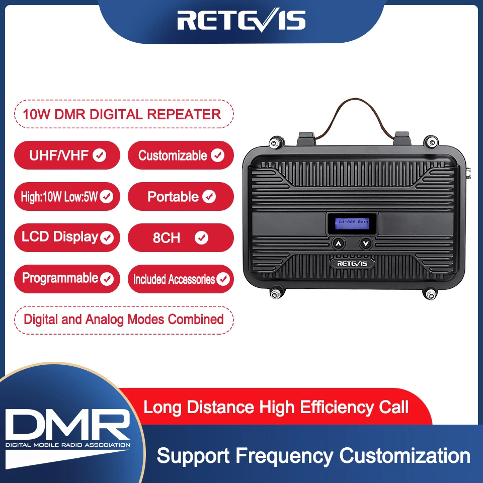 Retevis RT97P 10W Anpassbarer DMR Digitaler Repeater Vollduplex Zwei-Wege-Funkgerät Repeater LCD Mini VHF für Walkie-Talkie Image
