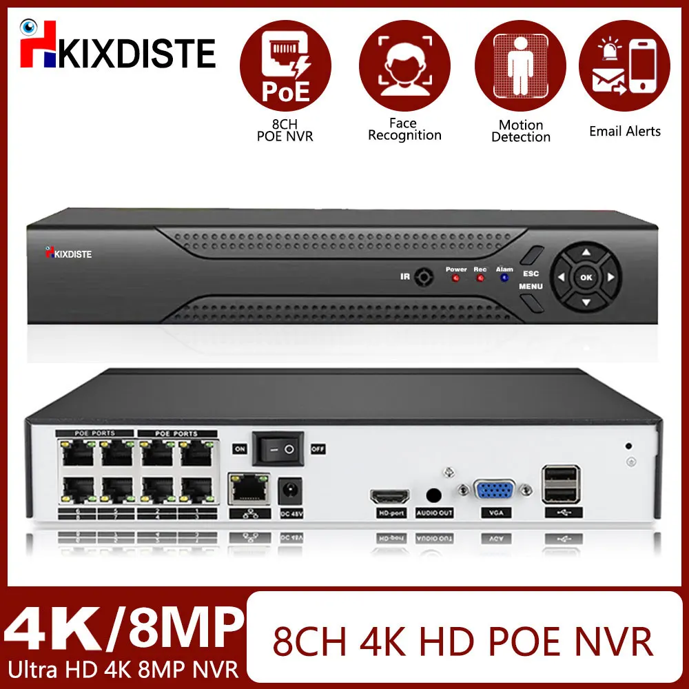 8ch 4k 8mp poe nvr Video recorder für Plug & Play Home Security CCTV-System 24/7 Aufnahme h.265 Face Detect Netzwerk recorder Image