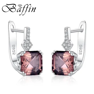 BAFFIN Echt 925 Sterling Silber Ohrringe Feine Schmuck Natürliche Morganite Stein Ohrringe Für