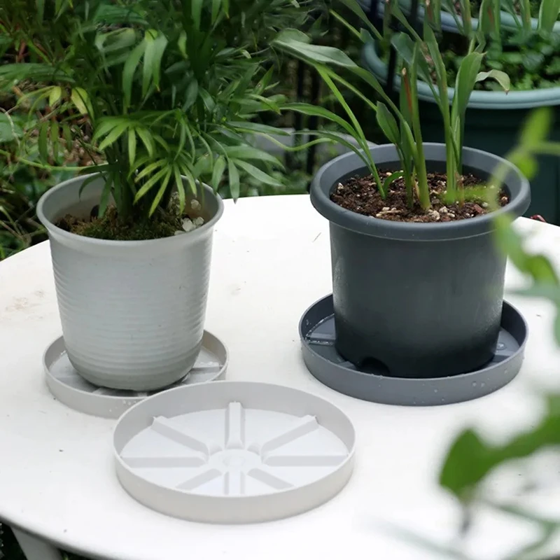 Runder Blumentopf aus Kunststoff, Tropfschale, Pflanzentablett, langlebig, dicker, Anti-Rot-Wurzel für drinnen und draußen, Haus, Garten, Grün Image