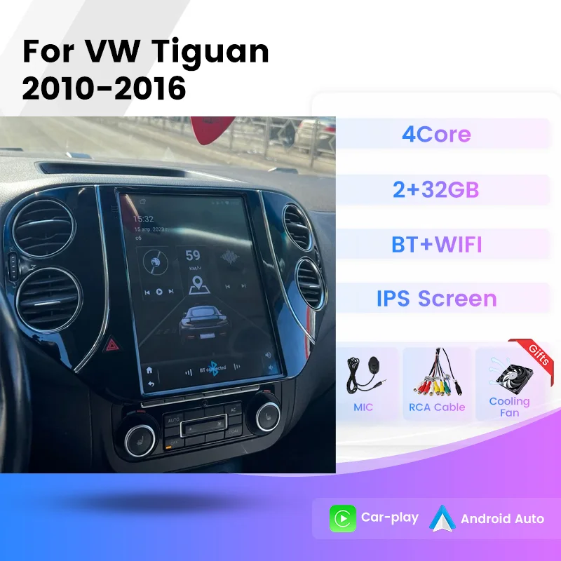 Vertikaler Touchscreen Tesla-Stil Android OS Autoradio für VW Volkswagen Tiguan 2013-2017 Wireless Carplay RDS Multimedia-Player Auto GPS Multimedia Radio, 8-Kern DSP ohne DVD Player, 2Din Stereo Image