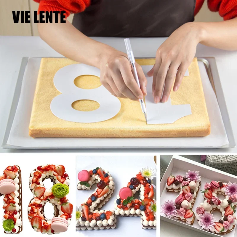 0-8 Zahlen Kuchenform Set Schokolade Dekorieren Werkzeuge Confeitaria Maker DIY Geburtstag Gebäck und Bäckerei Zubehör 4/6/8/10 Zoll Image