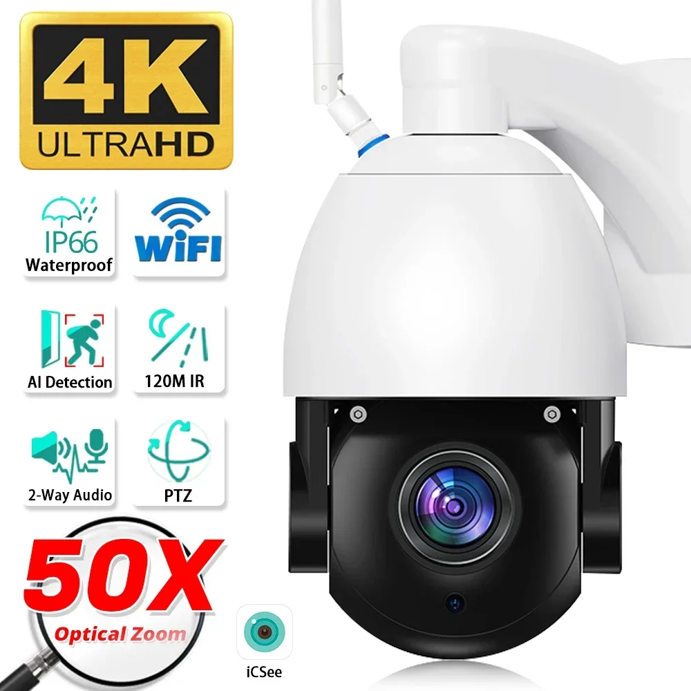 Smart 50x optische wifi überwachungs kamera ptz 4k 8mp hd video sicherheit ip kamera drahtlose cctv outdoor voll metall icsee app Image