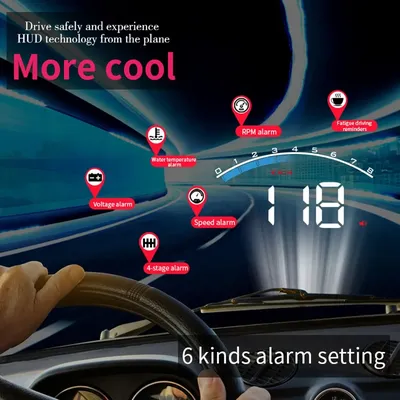 AD M6S HUD Auto Head Up Display Auto Elektronik KM/h MPH OBD Übergeschwindigkeit Sicherheit Alarm Windschutzscheibe Projektor Display Auto RPM Meter Image