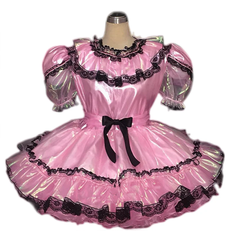 Neue Heiße Verkauf Sexy Gothic Erwachsene Sissy Spiegel Organza Blase Hülse Party Kleid Maid Kleid Anpassung Image