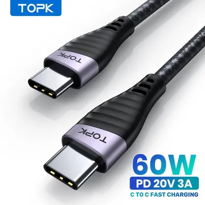 TOPK 60W USB C auf Typ C Kabel PD Schnellladekabel Datenkabel für MacBook Huawei Xiaomi POCO Samsung Image