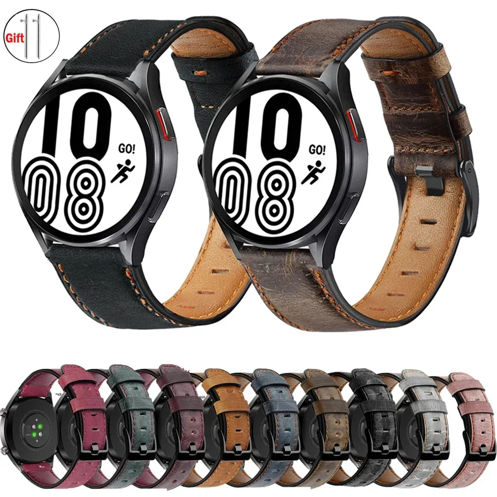 20 mm 22 mm Retro-Lederarmband für Samsung Galaxy Watch 6/4/5/pro/classic/Active 2 Armband Huawei/Amazfit GTR-GTS 4-3-Mini-Armband Image