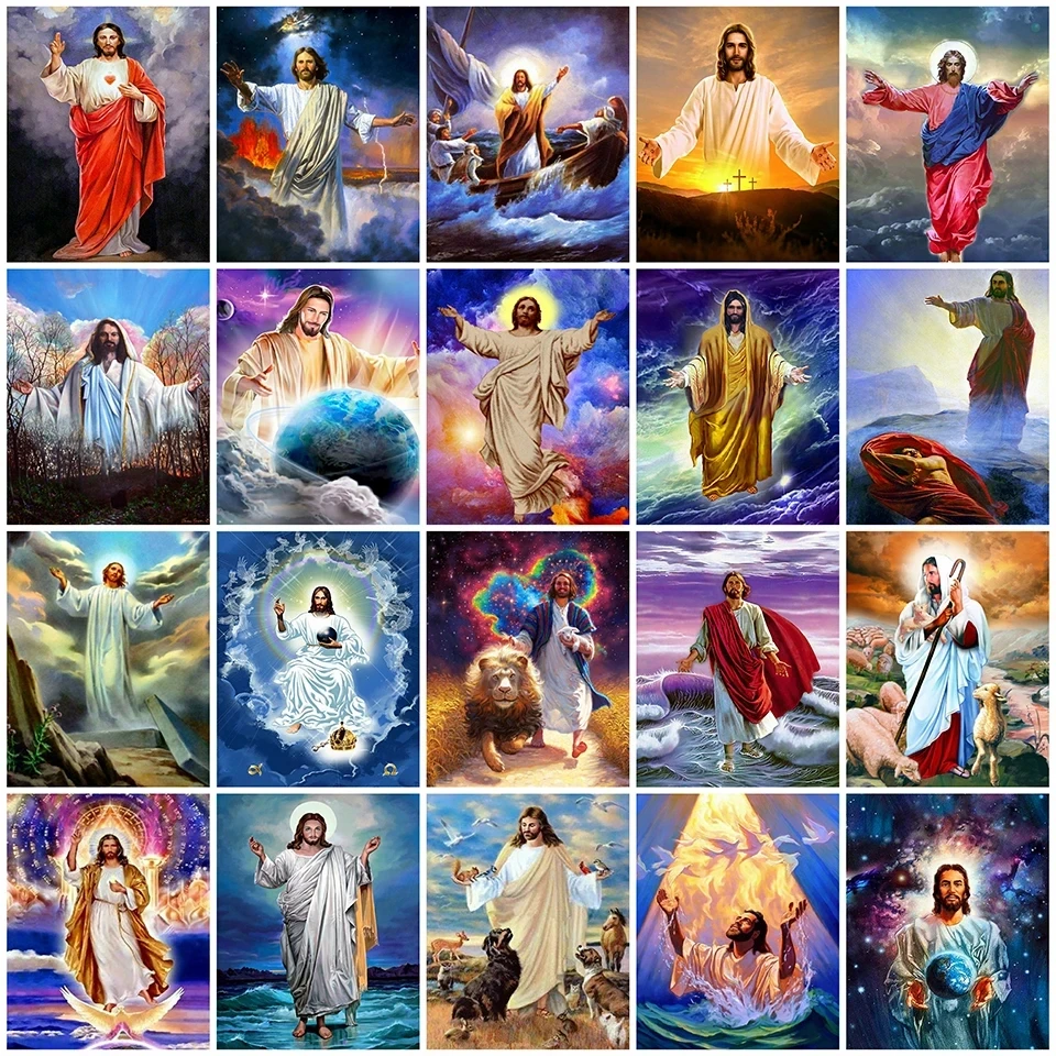 2024 neue Kunst DIY Diamant Stickerei Jesus Icon Diamant Malerei Religion 5D Kreuz Stich Kits Mosaik Kunst Universum Wand Dekor Image
