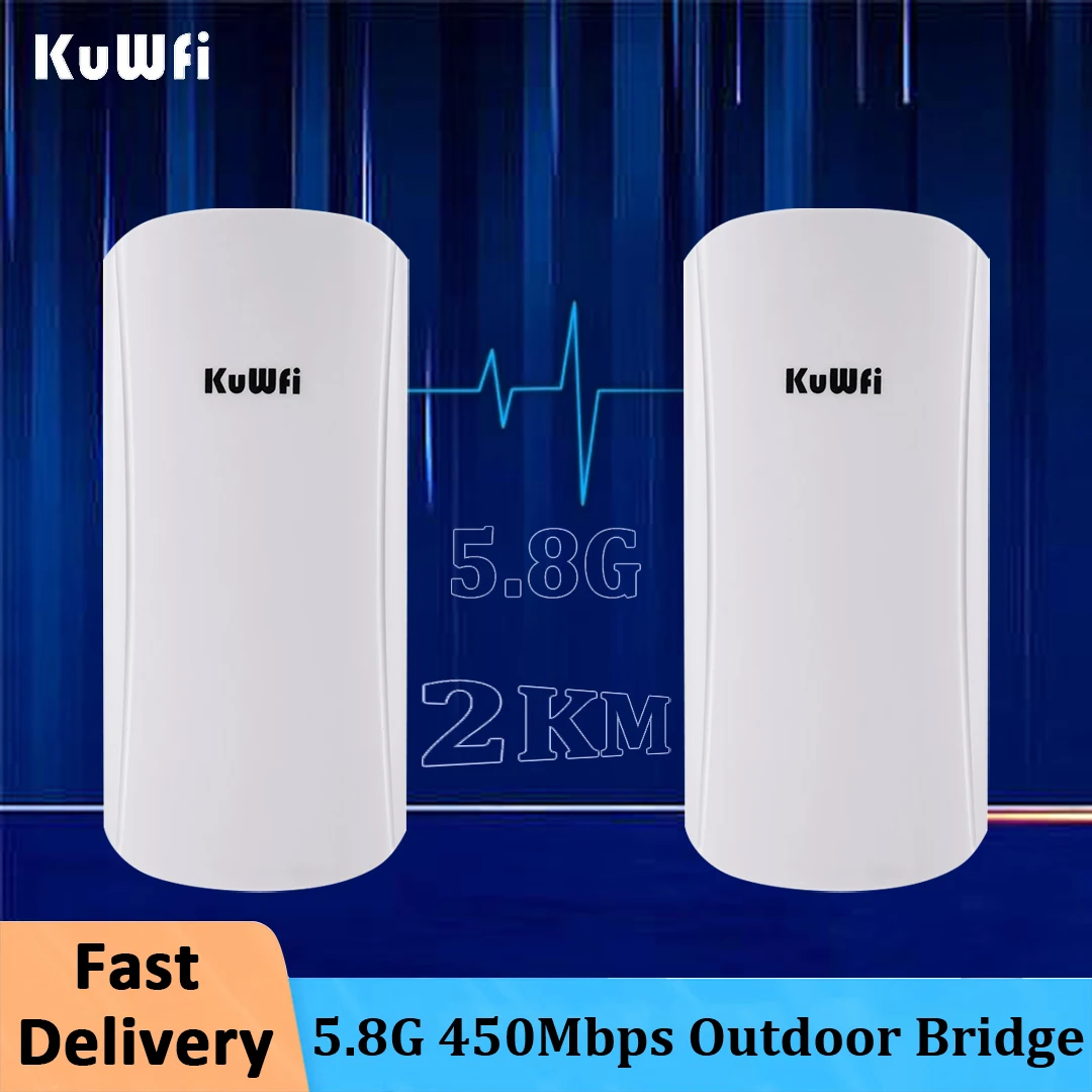 Kuwfi 5GHz 450Mbps Wifi Bridge Outdoor CPE Long Range Wireless Repeater Extender Access Point AP WiFi Bridge Client Router Image