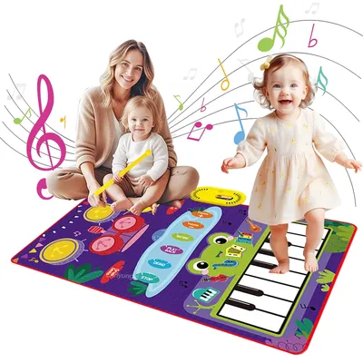 2 in 1 Klavier matte für Kinder Tastatur & Jazz Trommel Musik matte Touch Play Teppich Baby Image