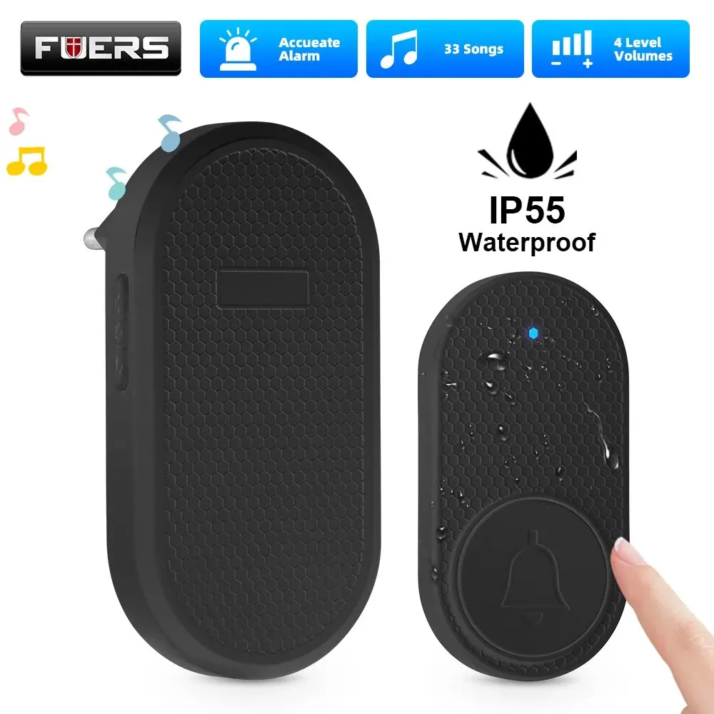 Fuers M558 Drahtlose Türklingel für Zuhause, 32 Songs, wasserdichter Knopf, Willkommensgong, Türklingel, intelligenter intelligenter Alarm mit Batterie Image