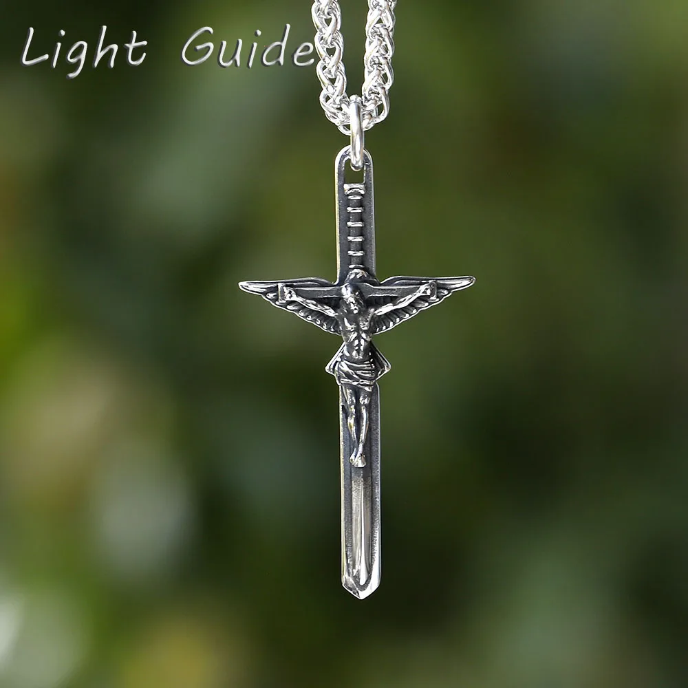 2024 NEUE Herren 316L Edelstahl n Jesus Kreuz Amulett Anhänger Halskette für Teenager Punk Biker Schmuck Geschenk kostenloser Versand Image