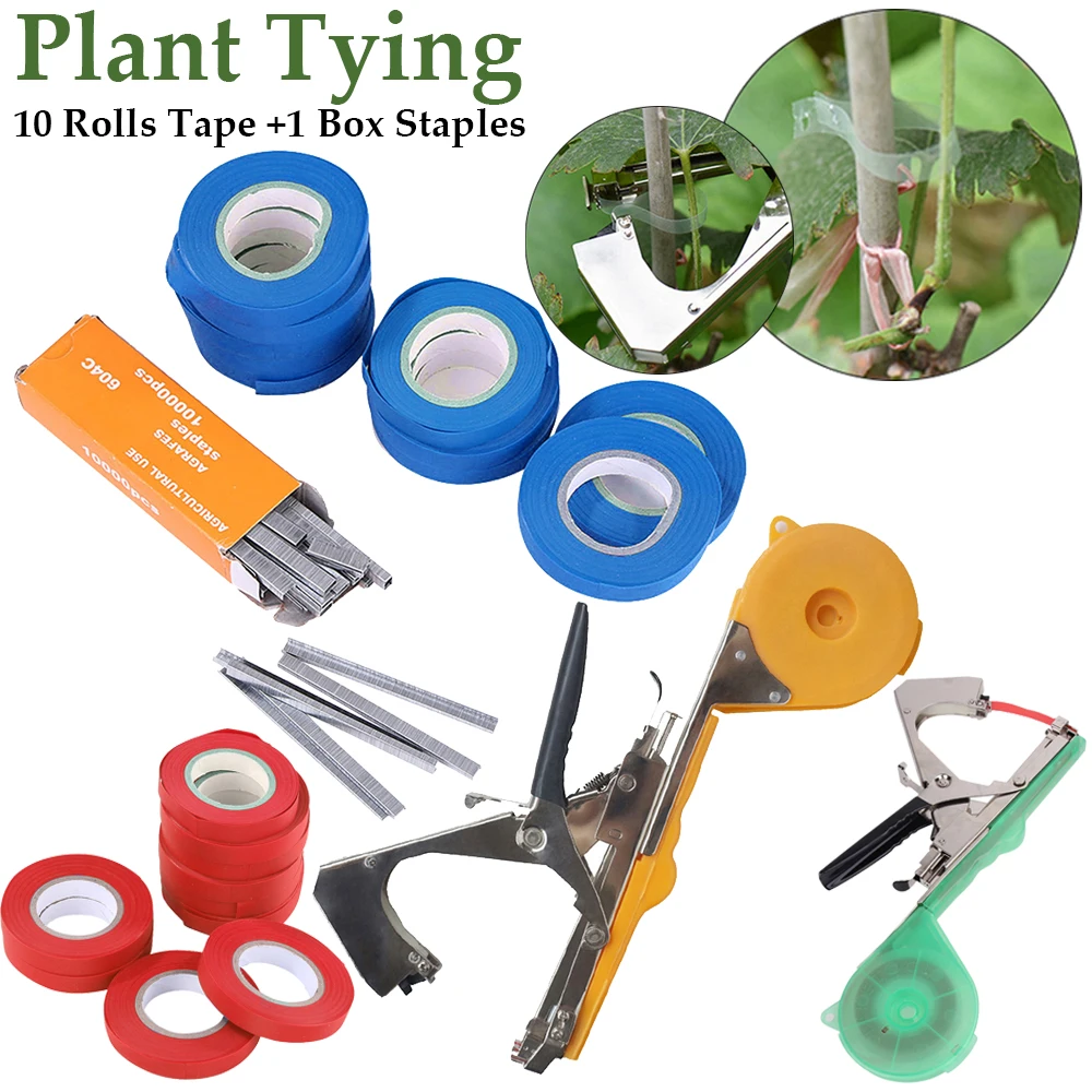 Pflanzen binde maschine Pflanze Garten pflanze Tapetool Tapener mit 10 Rollen Klebeband 1 Box Heftklammern für Gemüse Trauben Tomaten Gurke gesetzt Image