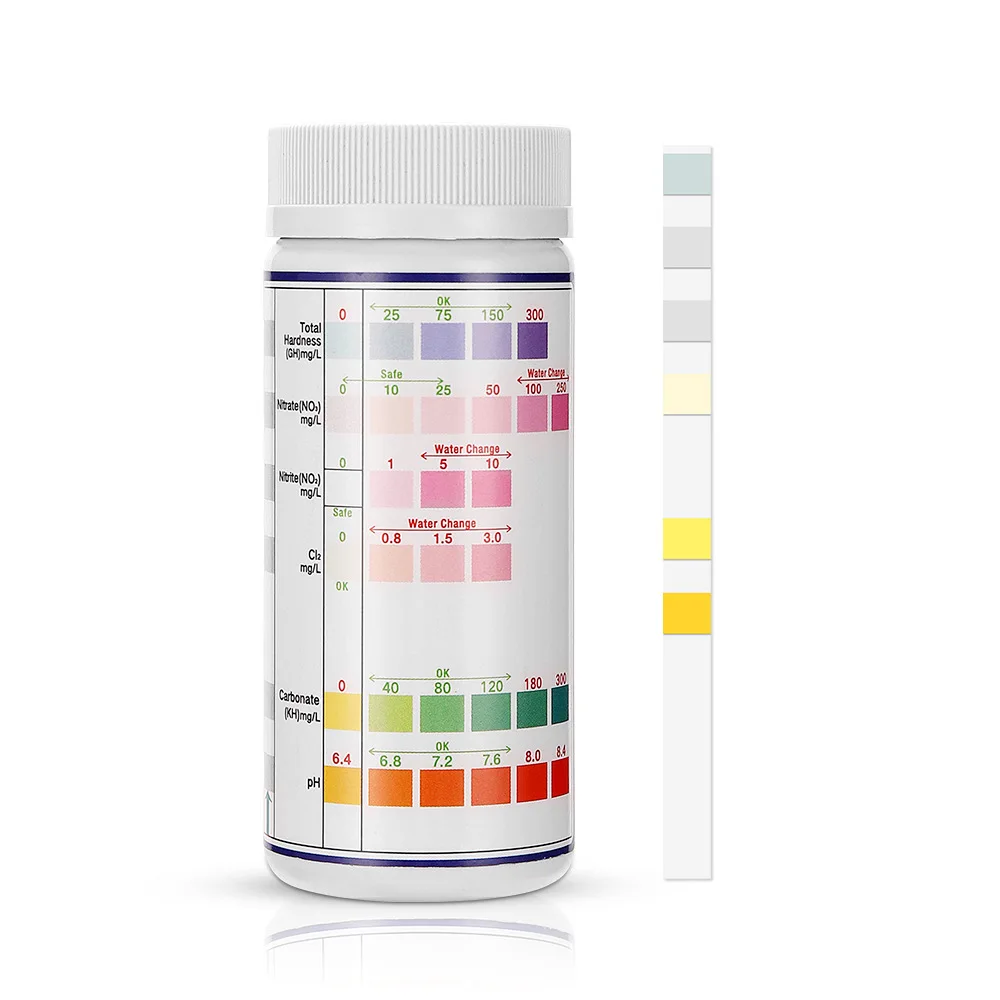6-in-1-Wasserqualitätsteststreifen Aquarium Ammoniak Stickstoff Nitrit Test ph Härte Multifunktion teststreifen Image