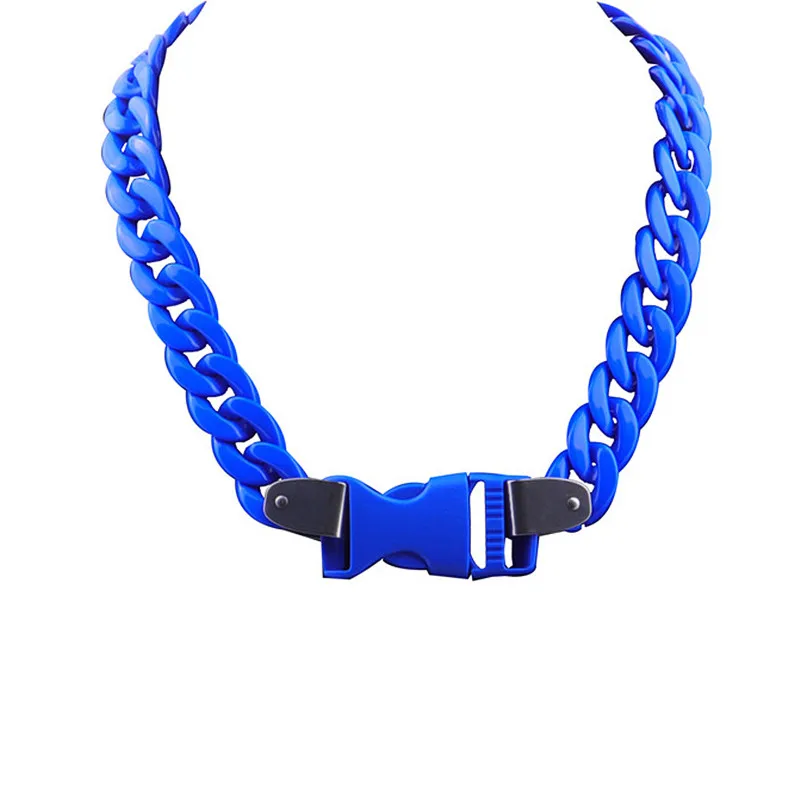 FishSheep Acryl-Halskette mit klobiger kubanischer Kette für Männer und Frauen, Statement-Halskette mit breitem Panzerglied und Vorhängeschloss, 2024, Modeschmuck Image