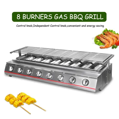 LPG Gas BBQ Grill 8 Brenner Edelstahl Rauchfreien Infrarot Brenner Grill Herd Outdoor-Camping Röster Kebab Kommerziellen
