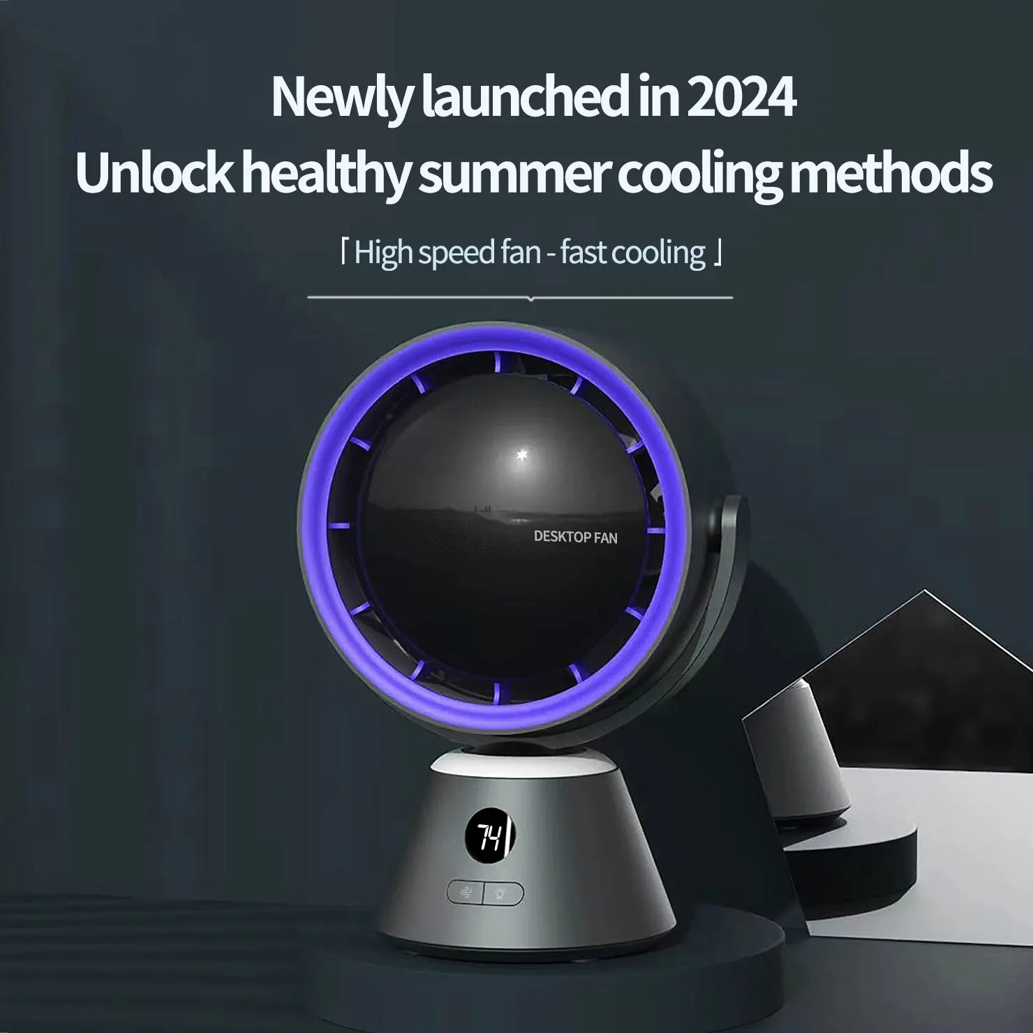 2024 neue Desktop-Digital anzeige elektrischer Lüfter für zu Hause, leise Atmosphäre, Nachtlicht, kleiner Lüfter, Büro, Hochgeschwindigkeits-Turbo lüfter Image