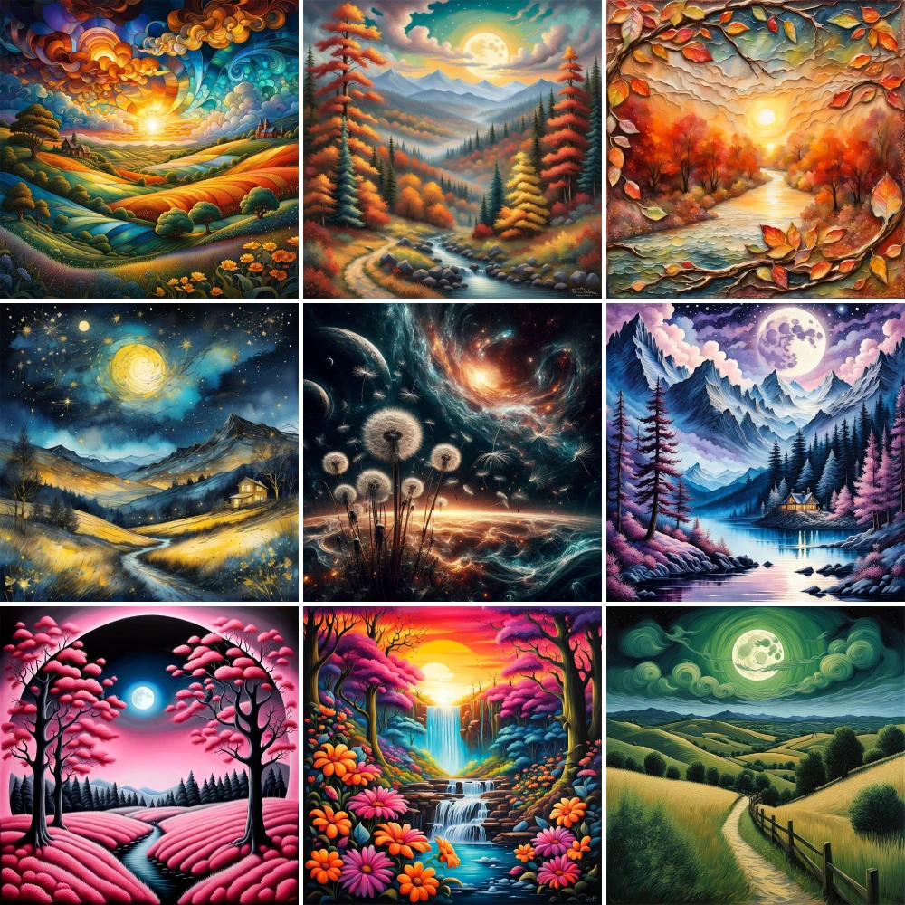 Landschaft Fantasie Natur malen nach Zahlen 20x30 Kunst Zeichnung Kunst handwerk für Erwachsene Schlafzimmer Dekoration Geschenk Frau 2023 heiß Image