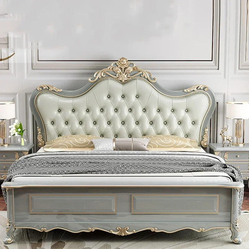 Vintage moderne Bett Multifunktion nordische einzigartige Königin Französisch Bett Lounge Holz Kopfteil Camas Ehe Schlafzimmer möbel Image