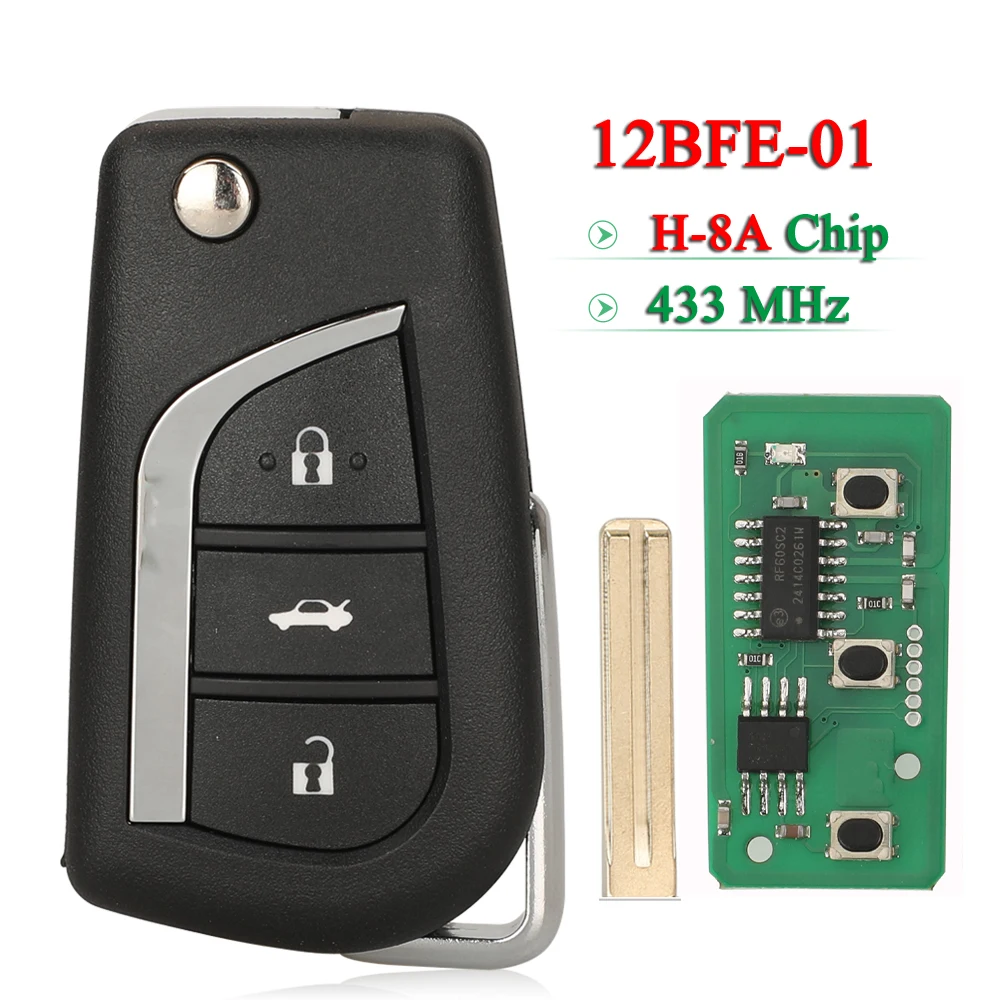 Jingyuqin Flip Remote Key 433 MHz H-8A Chip 12BFE-01 Für RAV4 2015 2017 CAMRY 2015 2016 Auris 2017 2018 Fob Toy48 Klinge Image