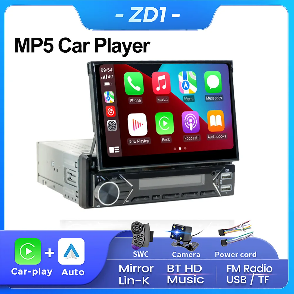 Mekede 1din 7 "einziehbarer Bildschirm mp5 Player Autoradio Android Auto Carplay Universal GPS Navi Auto Multimedia intelligentes System