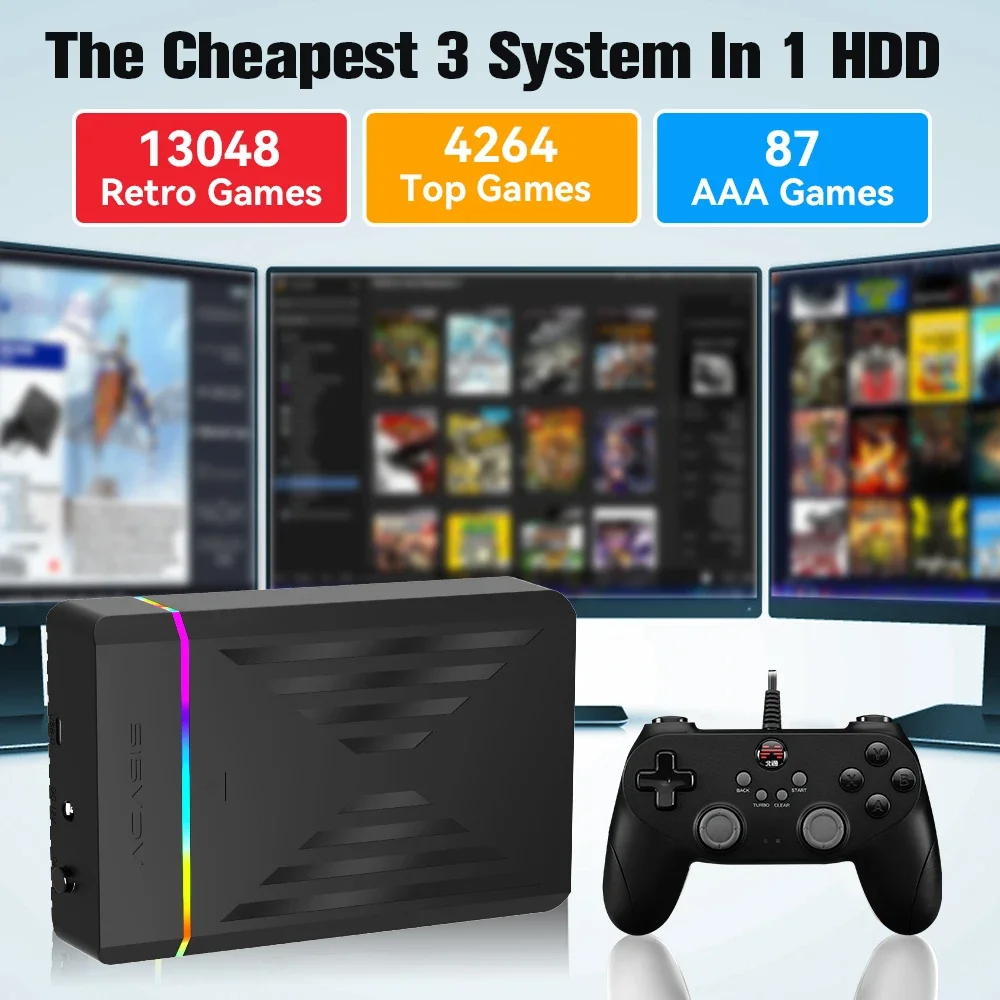 Retro-Gaming-HDD Hyper Base MIX3T Retrobat/Playnite/Launchbox 17399 Spiele für PS4/PS3/PS2/PS1/Switch/N64/DC/Wii/SS 39-Emulatoren