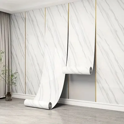 1 Rolle selbstklebende Badezimmer-Aufkleber, Küchentapete, Marmor, Jazz, weiße Klebefolie, Image
