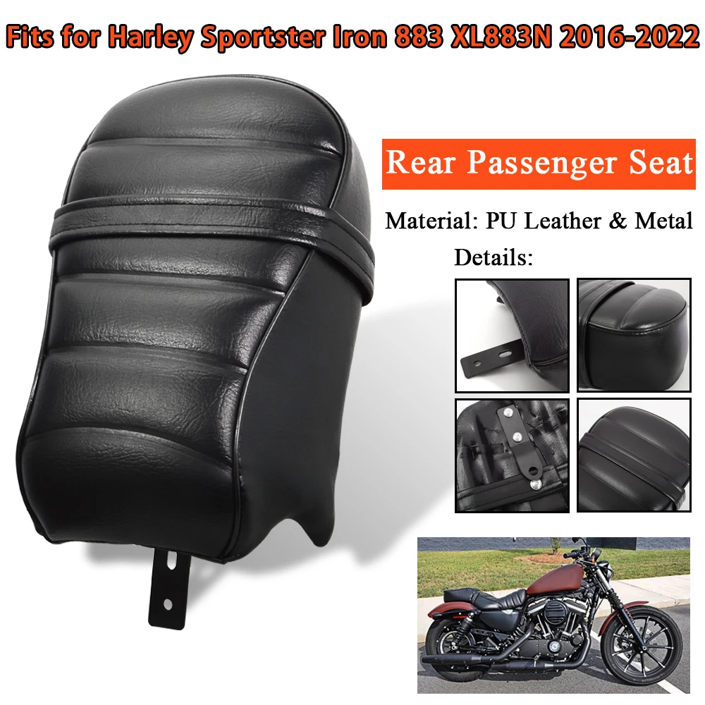Motorrad-Beifahrersitz für Harley Davidson 2016–2022, Sportster Iron 883 XL883N-Modelle, hinteres Beifahrersitzpolster, Schwarz