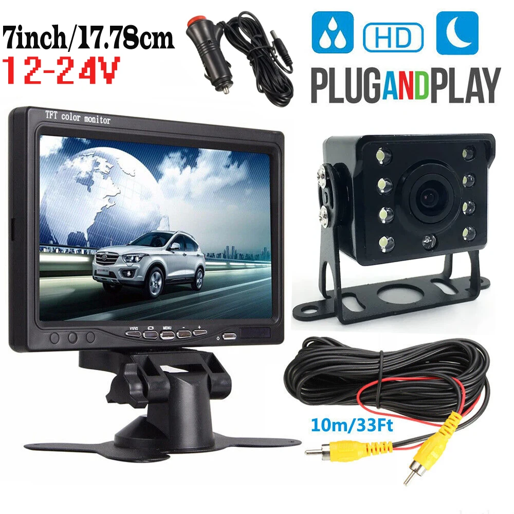 Auto-Monitor 7-Zoll-LCD-Display für LKW-Bus Van Rückansicht-Kit, mit Auto ir Nachtsicht LED-Rückfahr kamera Image