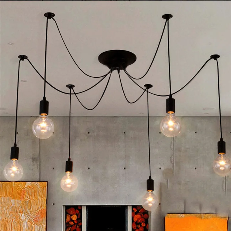 DIY Spinne Kronleuchter Industrielle Anhänger Lichter E27 Moderne Decke Hängen Lampe Dinning Wohnzimmer Hof Beleuchtung Leuchte Image