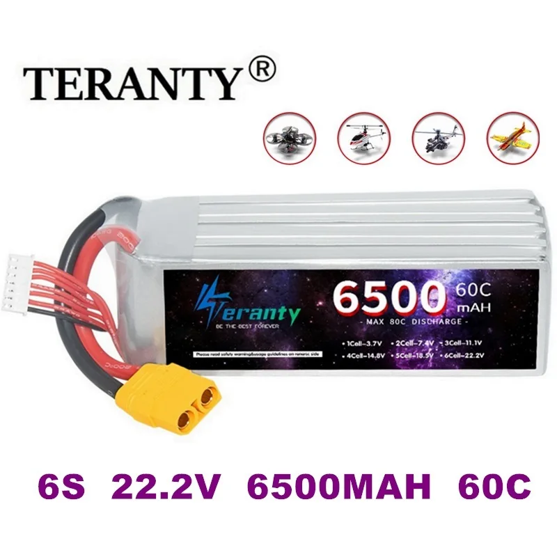 Teranty 6s 22,2 V Lipo Batterie 6500mah 60c Softpack mit xt60 Stecker für RC Auto LKW Tank Boot Rennen Hobby Drohne Batterie