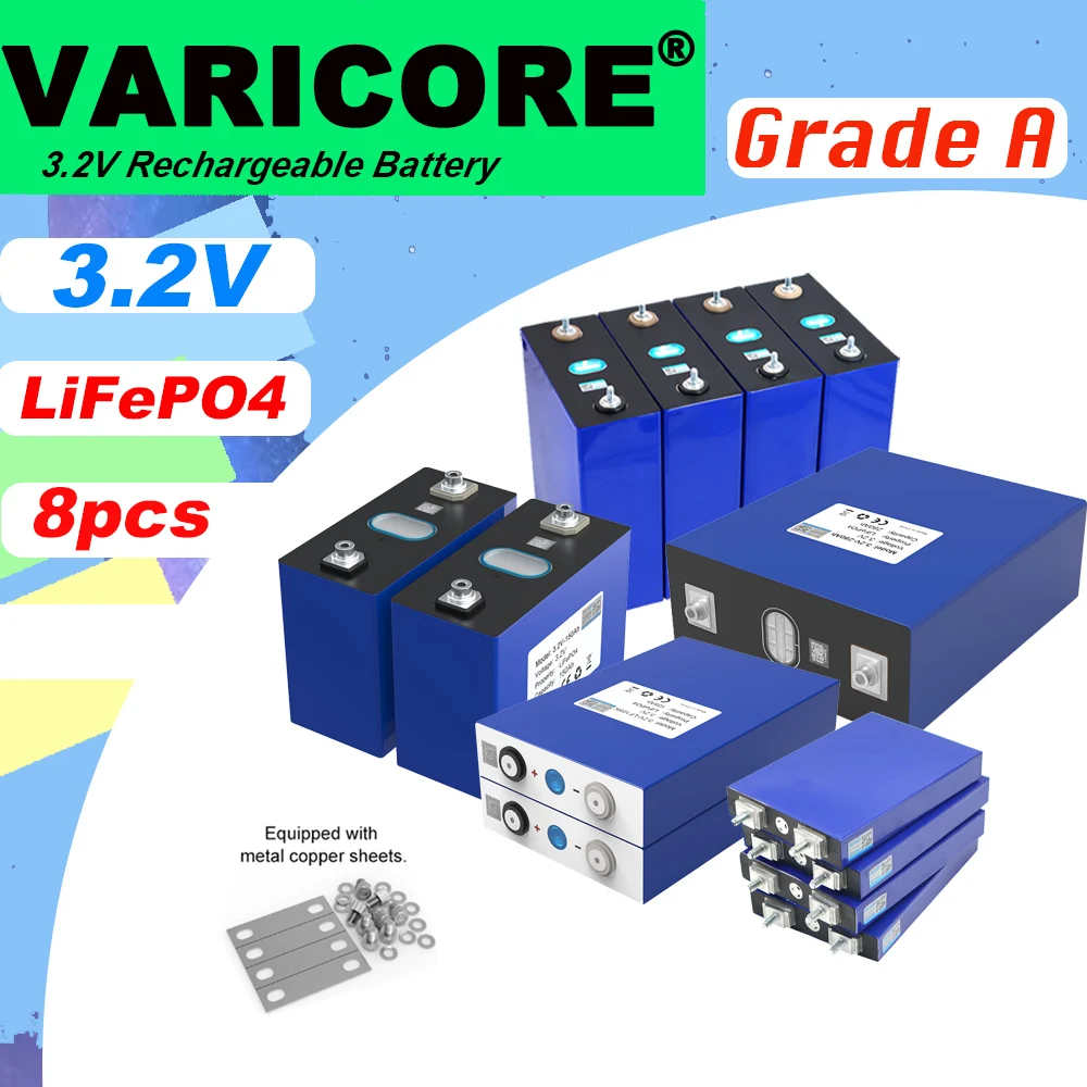 8 Stück VariCore 3,2 V LiFePO4-Batterie 320 Ah 280 Ah 200 Ah 150 Ah 105 Ah DIY 12 V 24 V Automotive RV Solarenergiespeicherbatterien Image