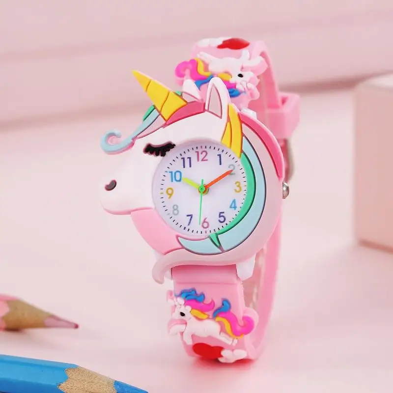 2024 neue Regenbogen wolke gedruckt Silikon band Kinder uhr Mädchen niedlichen Cartoon Quarzuhr Kinder uhren Jungen Mädchen Uhr Image