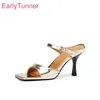 Neue Sommer Mode Gold Silber Frauen Maultiere Sandalen Hot Offene spitze High Heels Dame Party Schuhe Plus Große Kleine Größe 32 43 48